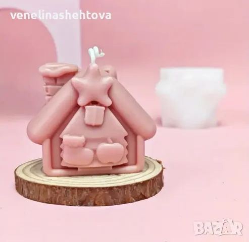 3D Два вида Коледна къщичка къщички Силиконов молд форма калъп за свещи гипс сапун , снимка 5 - Форми - 48468334