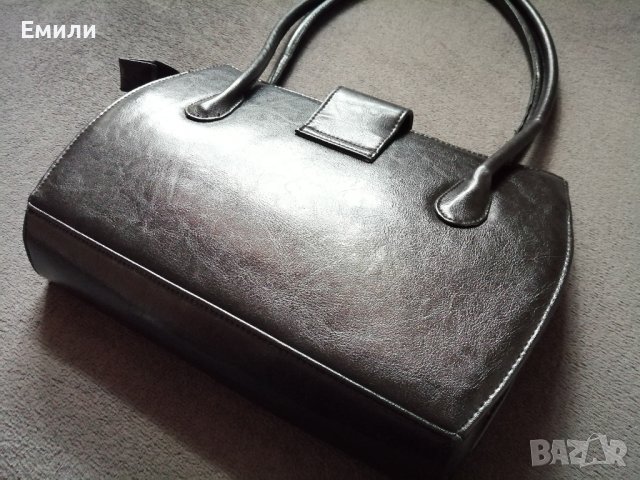 Голяма дамска кожена чанта в черен цвят - подарък при поръчка над 14 лв , снимка 6 - Чанти - 43689829