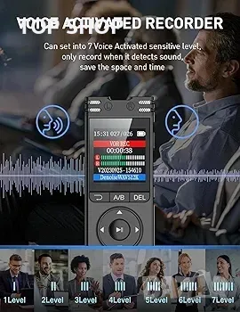 LIMENAMICS Цифров диктофон - 64GB 1536kbps гласово активиран рекордер с шумопотискане, снимка 2 - Друга електроника - 48748140