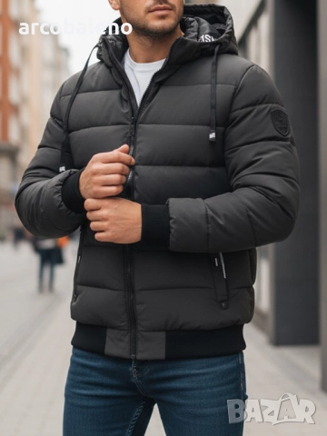 Мъжко зимно ватирано яке с качулка, 4цвята , снимка 9 - Якета - 52477688