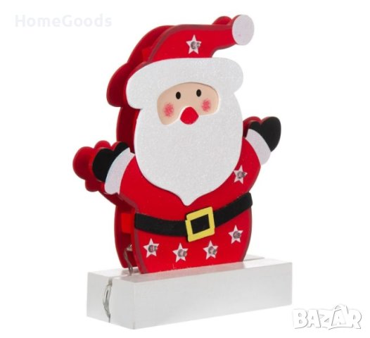 Светеща дървена фигурка във формата на Дядо Коледа, снимка 2 - Декорация за дома - 42974947