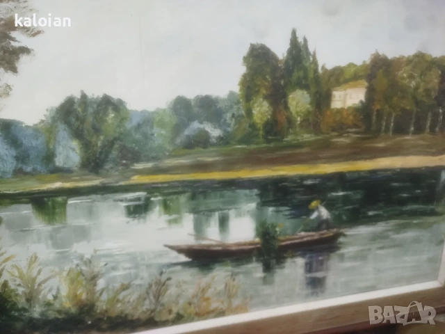 Голяма маслена творба на платно. Подписана испанска картина с дървена рамка с размери от снимките. Ц, снимка 3 - Картини - 51285700