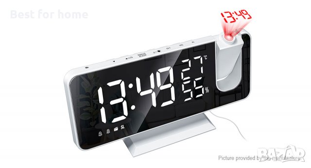 Радио часовник с функция прожекция, термометър, влагомер EN8827, снимка 6 - Радиокасетофони, транзистори - 37683958