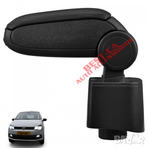 Кожен черен подлакътник за Фолксваген Поло 5 6Р / Volkswagen Polo Mk5 6R 2010-2017