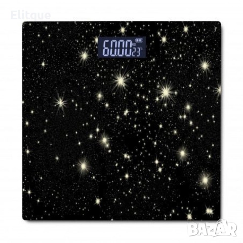 Кантар за тегло дигитален,батерии 2хААА, LCDекран, 180кг., черен, звезди, бял мрамор, снимка 7 - Друга електроника - 52843089
