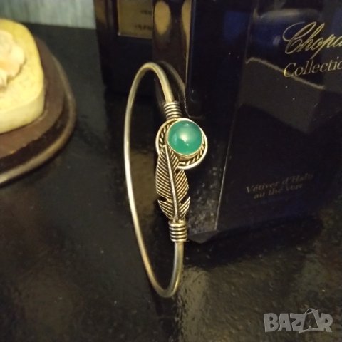 Стара гривна ръчна изработка със зелен оникс   НАМАЛЕНИЕ 