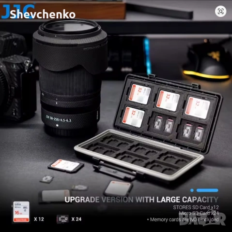 Калъф кутия за SD Card и MicroSD JJC влагоустойчив побира 12 СД Карти