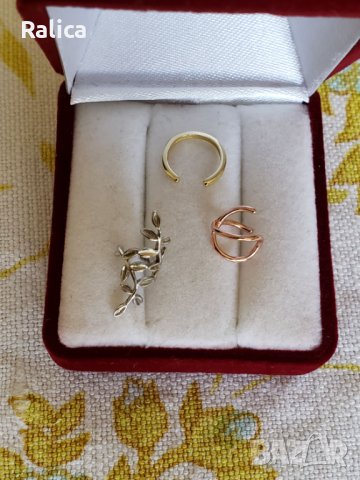 Сребърни обеци за хрущяла, без пиърсинг, снимка 5 - Обеци - 37748871