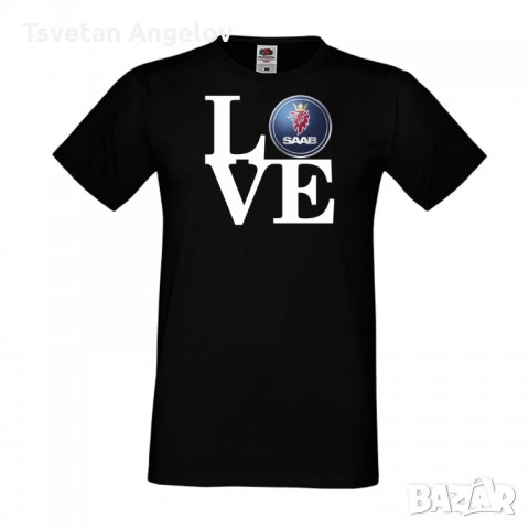 Мъжка тениска Saab LOVE, снимка 2 - Тениски - 32631616