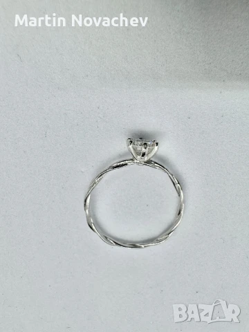 Сребърен пръстен с мойсанит (Диамант) 0.5 карата, снимка 8 - Пръстени - 51370764
