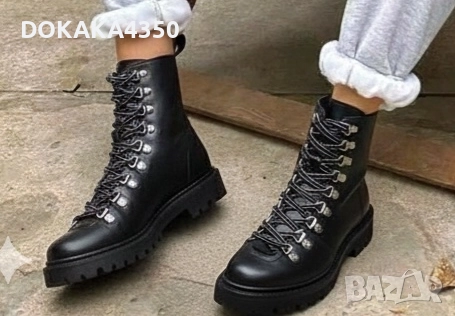 Черни кожени дамски боти Grenson, снимка 3 - Дамски боти - 52937162