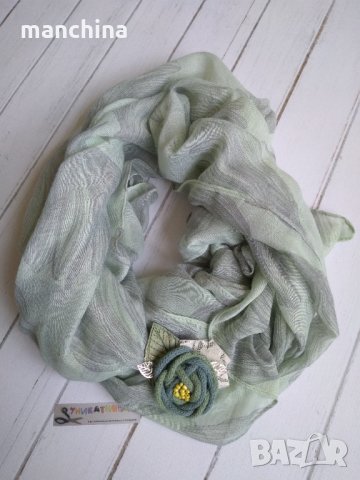 Сет "Ефирно лято"-шал и брошка, снимка 3 - Шалове - 33363384