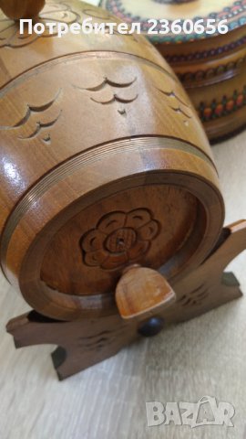 Дървено буре с дърворезба, снимка 4 - Декорация за дома - 43981959