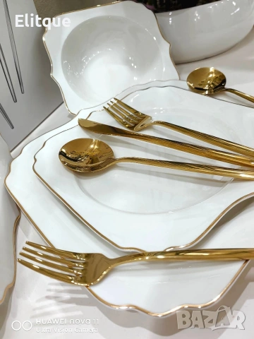 ✨ Комплект прибори за хранене – 24 части, златист цвят с магнитна кутия, снимка 4 - Други - 53587646