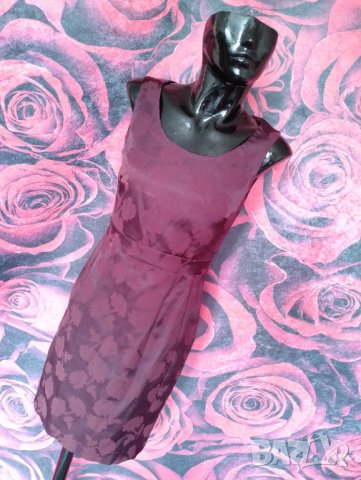 Винено червена офис рокля с флорални мотиви С