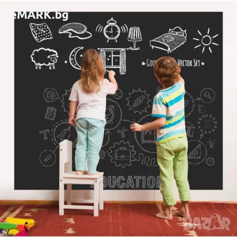 Стикер черна дъска за рисуване с тебешир, устойчив на влага и намокряне, снимка 1