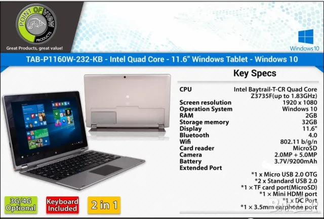Лаптоп Таблет WinTab, снимка 3 - Лаптопи за работа - 48562221