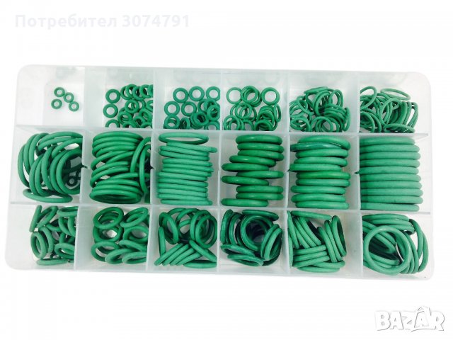 Комплект 279 броя Гумени зелени О-пръстени Уплътнения Уплътнителен пръстен, снимка 2 - Аксесоари и консумативи - 32950514