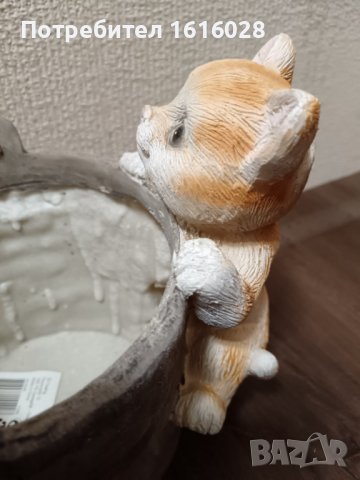 Саксия с котка,кашпа за цветя., снимка 3 - Саксии и кашпи - 43823202