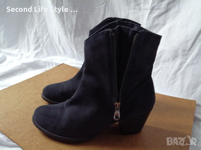 № 41 дамски боти естествен велур в син цвят, снимка 4 - Дамски боти - 53135033