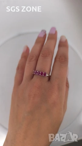 СРЕБЪРЕН ПРЪСТЕН С РУБИН, САПФИРИ, ИЗУМРАДИ., снимка 3 - Пръстени - 51149663