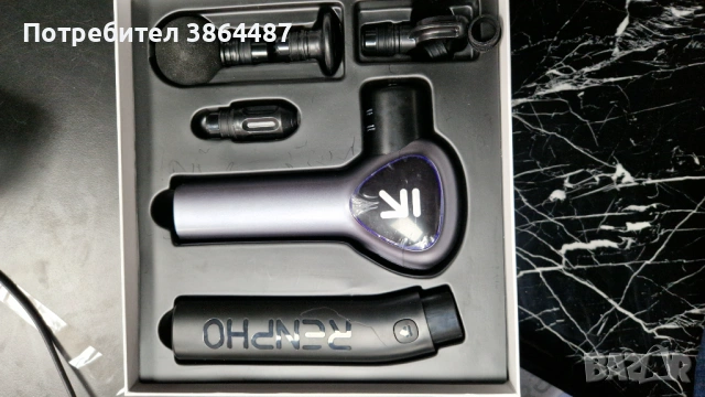 Масажор, RENPHO, дълга дръжка, LED екран, 4 глави, 5 скорости, снимка 2 - Друга електроника - 53472279