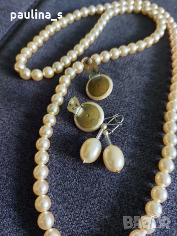 Комплект перли от соц-а / гердан и 2 чифта обеци, снимка 4 - Бижутерийни комплекти - 32873198