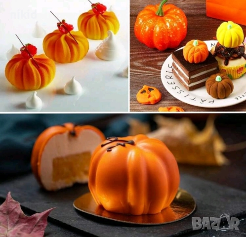3D тиква тиквичка силиконов молд форма фондан гипс свещ шоколад, снимка 5 - Форми - 35429839