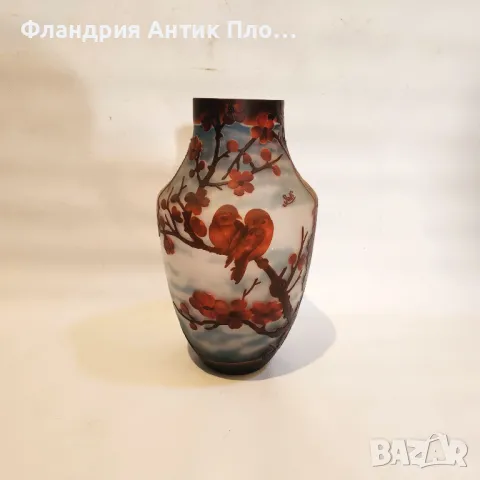 Френска арт нуво ваза в стила на Émile Gallé, снимка 4 - Вази - 49100599