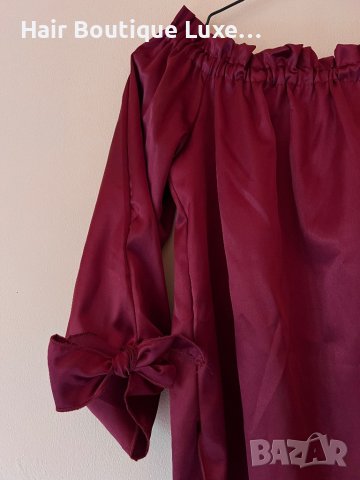 Сатенена блуза с панделки на ръкавите 🎀, снимка 2 - Блузи с дълъг ръкав и пуловери - 43839329