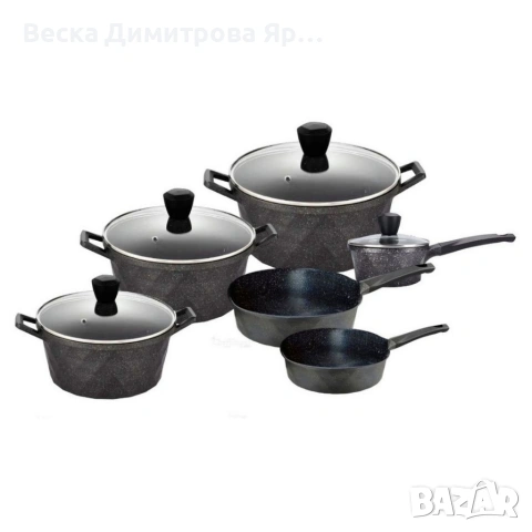 Премиум комплект съдове за готвене 12 части с мраморно покритие Cheffinger, снимка 11 - Съдове за готвене - 53132854