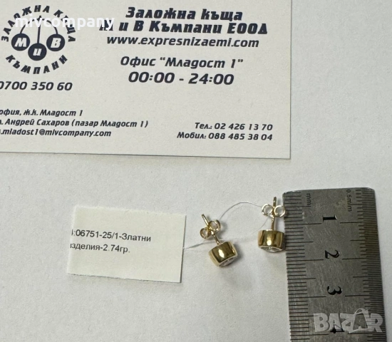 Златни обеци 2.74гр., снимка 6 - Обеци - 53429545