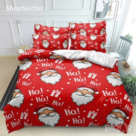 Коледно спално бельо, 100% памук, 6 части, снимка 9 - Спално бельо - 52791029