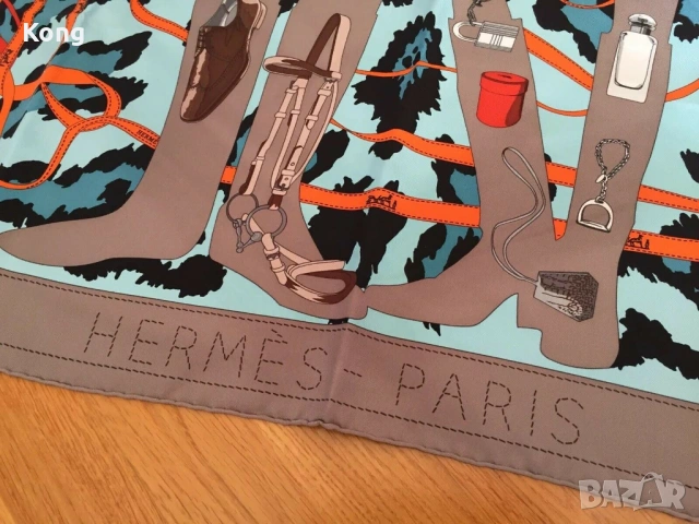 Дамски копринен шал Hermes Paris silk scarf портмоне портфейл Burberry London чантичка