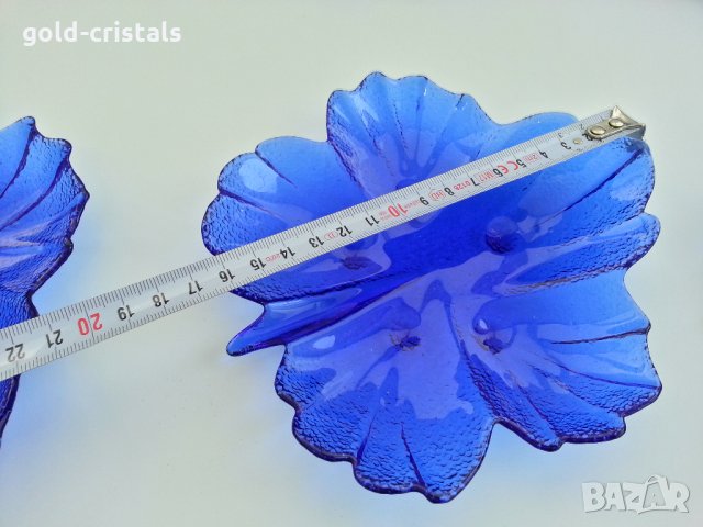  кристални чинийки кобалтово синьо стъкло , снимка 2 - Антикварни и старинни предмети - 27811642