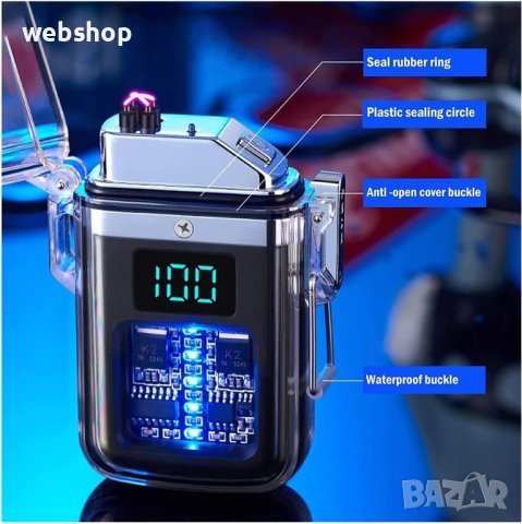 Уникална USB акумулаторна запалка, ветроустойчива, водоустойчива, електрическа, плазмена, снимка 3 - Друга електроника - 43682303