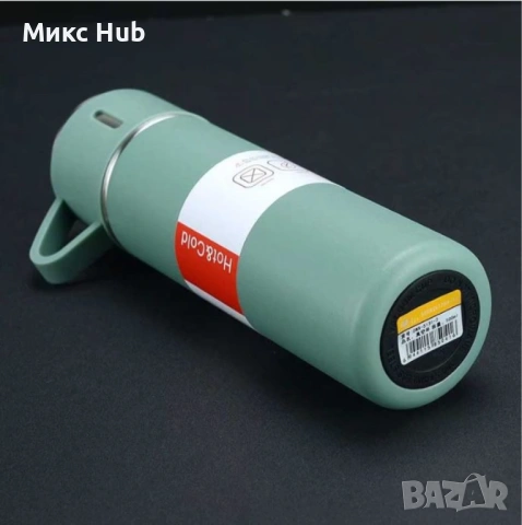 Подаръчен комплект термос с 3 чаши, зелен, розов, сив , снимка 6 - Други стоки за дома - 53607962