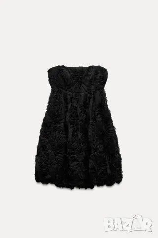 Рокля с релефни цветя Zara XS, S, M, снимка 1 - Рокли - 49345814