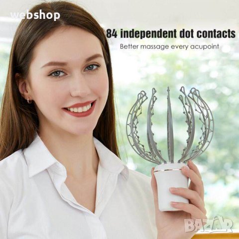 3D ЕЛЕКТРИЧЕСКИ МАСАЖОР ЗА ГЛАВА ОКТОПОД, АНТИСТРЕС, РЕЛАКСИРАЩ АКУПУНКТУРЕН МАСАЖ, снимка 1