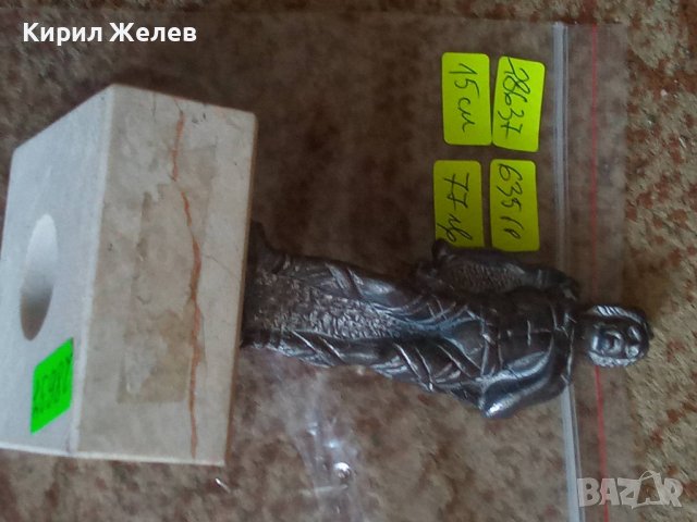 КРАСИВА АВТОРСКА АРТ СТАТУЕТКА БЯЛ МЕТАЛ СКУЛПТУРА МАЛКА ПЛАСТИКА МРАМОРЕН ПОСТАМЕНТ 28637, снимка 5 - Статуетки - 37199592