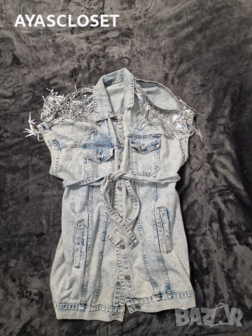 Дънкова рокля - Елек Деним Универсален размер, снимка 3 - Рокли - 52330343