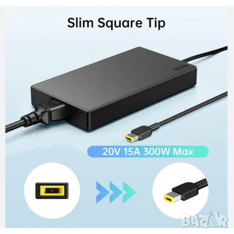 300W 20V 15A Lenovo Slim AC adapter оригинално зарядно за лаптоп square pin, снимка 6 - Захранвания и кутии - 49595852