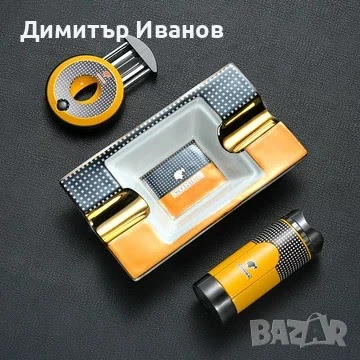 Cohiba подаръчен комплект от пепелник,запалка и ножица за пури, снимка 2 - Други - 50998786