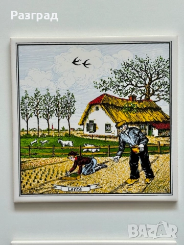 Винтидж стенна декорация плочки със сезони, снимка 3 - Декорация за дома - 51677353