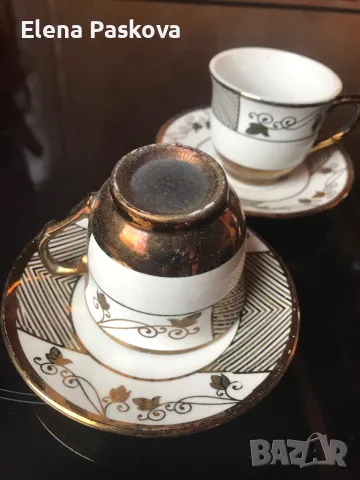 чашки Носталгия мока или турско 2 бр+ захарница гравирано стъкло, снимка 2 - Сервизи - 48052889