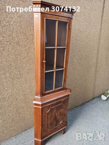 Витрина за ъгъл с интарзия, снимка 2 - Секции и витрини - 50224518