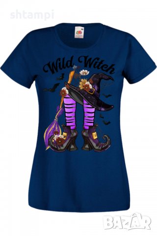 Дамска тениска Wild Witch,Halloween,Хелоуин,Празник,Забавление,Изненада,Обичаи,, снимка 5 - Тениски - 38154617