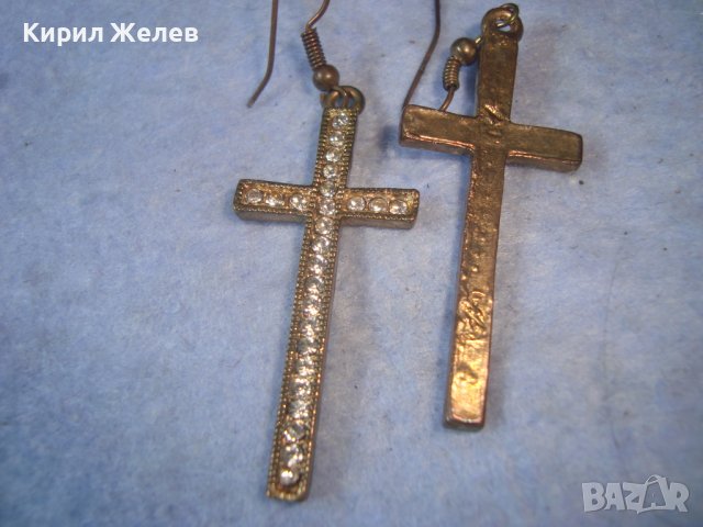 ЗЛАТИСТИ ФЕШЪН АРТ КРИСТАЛНИ КРЪСТОВИДНИ ОБЕЦИ 27515, снимка 4 - Обеци - 36903571