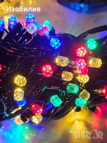 Коледни лампички Кристал с удължител  10 метра , 100 лампи, снимка 4 - Декорация за дома - 52335282