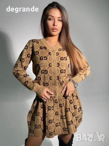НАМАЛЕН Дамски комплект Gucci финно плетиво ВИДЕО НА МОДЕЛА, снимка 4 - Комплекти - 51497427